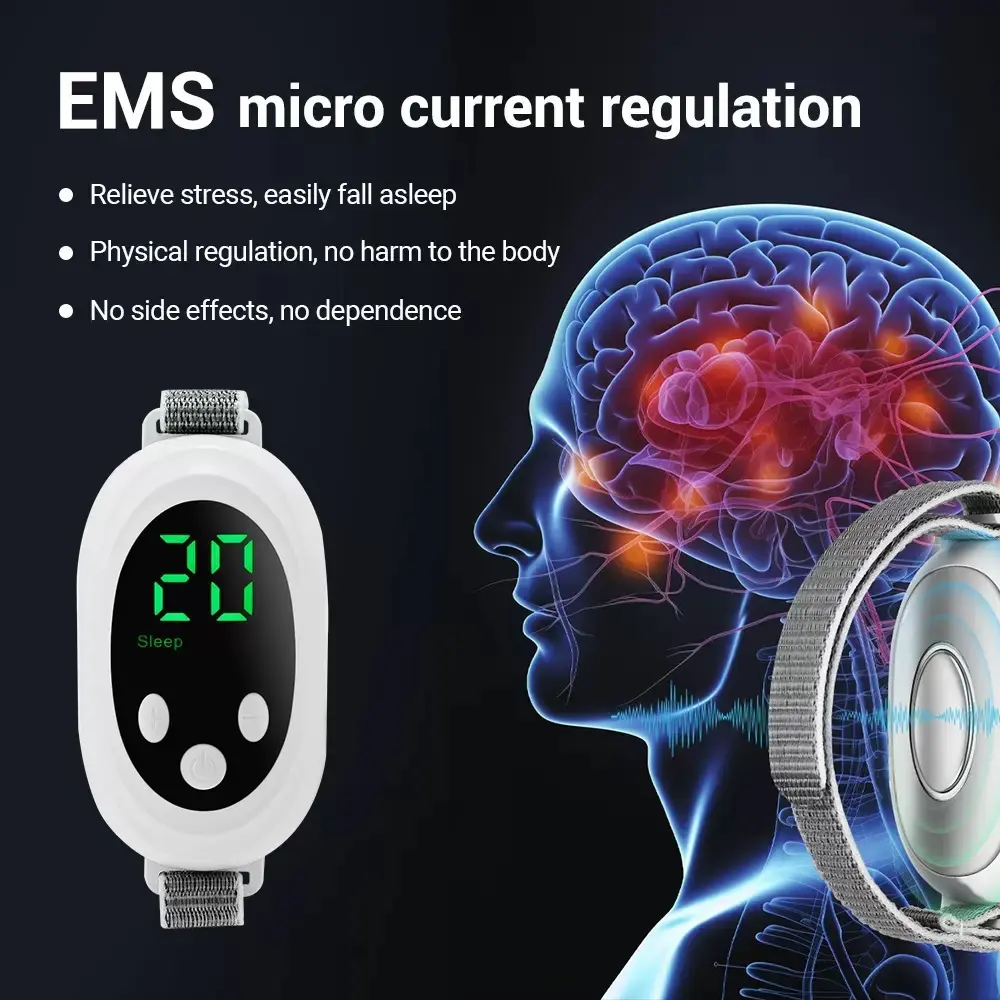 Cross-border New Handheld Smart Sleep Device with Screen Display, EMS White Noise Microcurrent Pulse Sleep Relief Instrument
