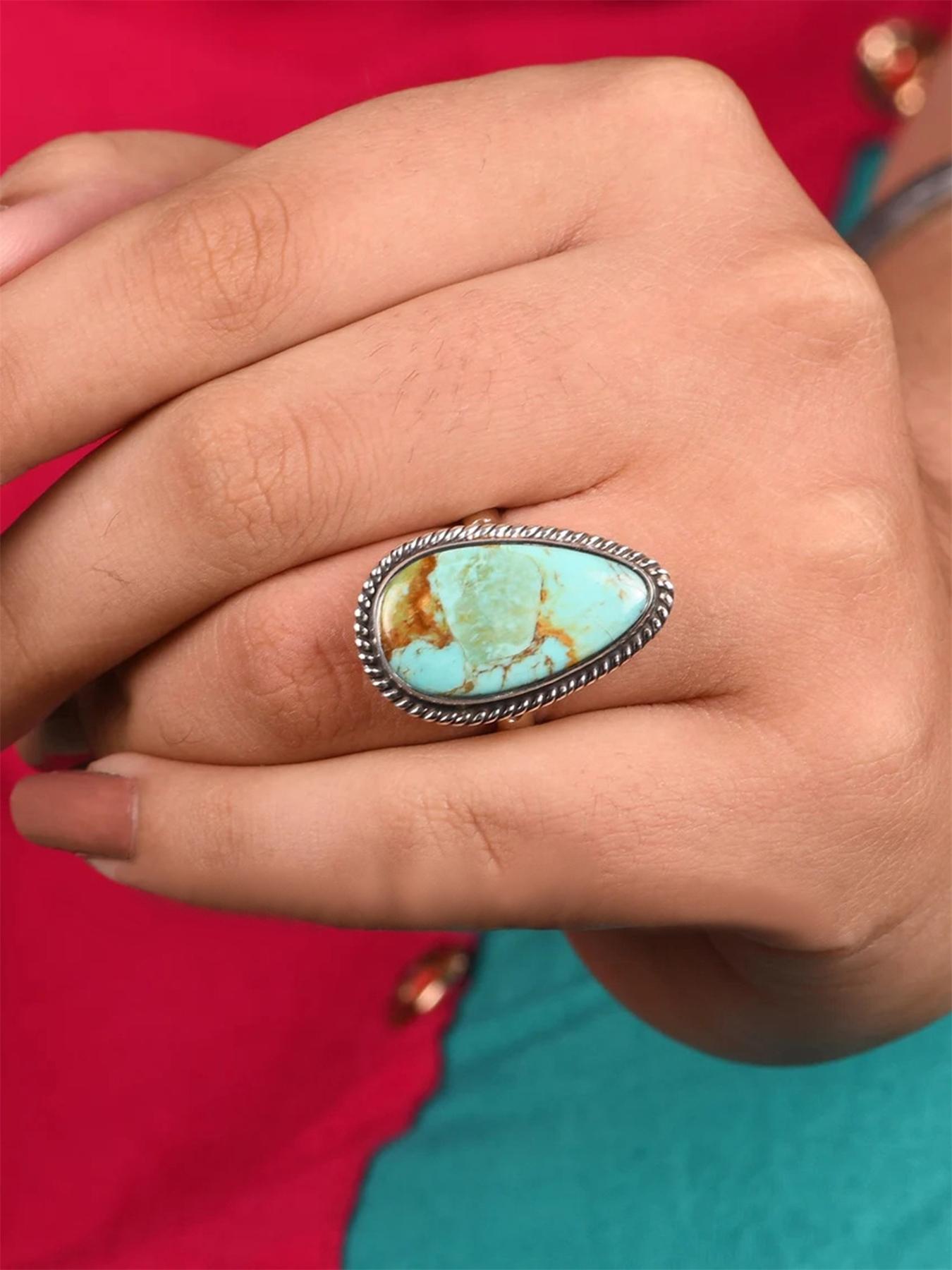 Vintage Style Women's Wedding Party Jewelry Gift, Copper Chain Design, All Season Wearable Accessory for Special Occasions, Teardrop Bridal Rings, Jewelry Open Ring