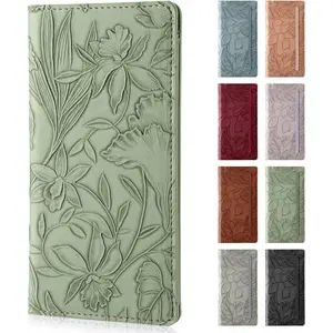 Checkbook Cover for Personal Checkbook，Soft PU leather with a detailed embossed flower pattern，with Pen Holder & Built-in Clear Plastic Divider for Duplicate Checks