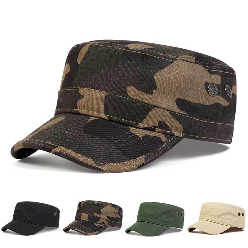 Unisex Camouflage With Pores Series Flat Top Baseball Caps Spring Autumn Sailor Hats Men Flat Top Captain Military Caps