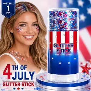 4th of July Glitter Stick, Patriotic Red White and Blue Body Glitter Stick, Face Hair Glitter, Glitter Makeup, 4th of July Outfits and 250th Anniversary Accessories, Fourth of July Patriotic 250th Anniversary Accessories Outfits for Women