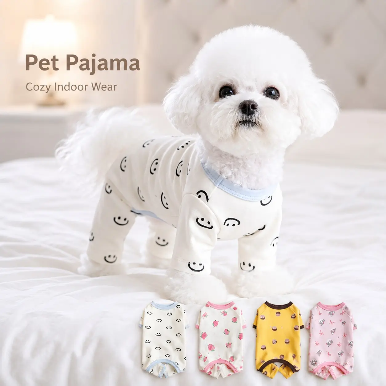 Dog Home Clothes Autumn Winter, Pet Small Dog Belly Protector Sleepwear, Anti-Cold Puppy Four-Legged Clothing, Comfortable Pet Apparel