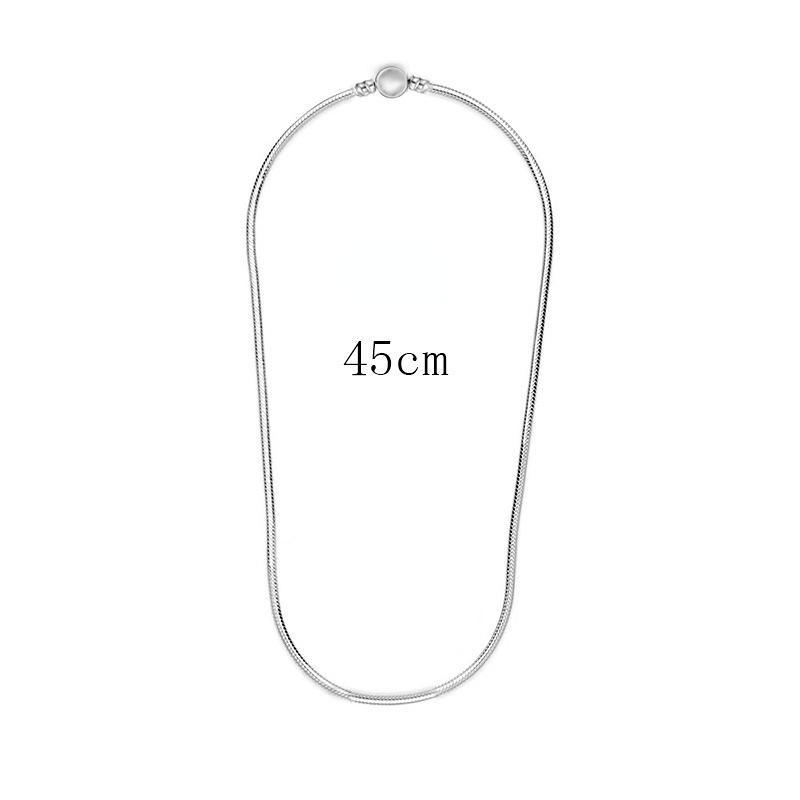 Heart Love 925 Sterlin Silver Snake Chain Necklace Secure Ball Clasp Beads Charms Chocker Necklace For Women Wedding DIY Jewelry