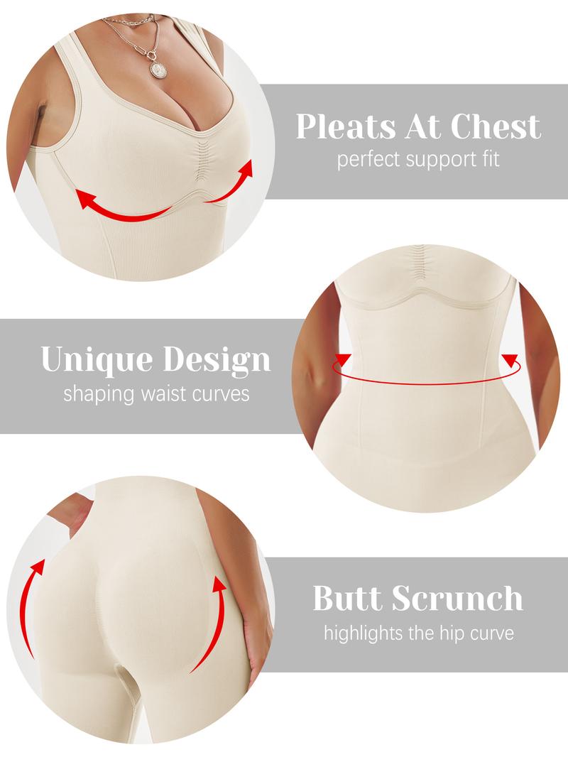 Women's Solid Shapewear Jumpsuit, 1 Count High Stretch Tummy Control Shaper, Ladies Shapewear for All Seasons