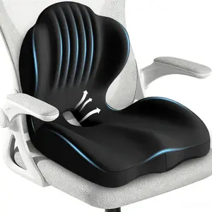 Ergonomic L-Shape Seat Cushion, Memory Foam Lumbar Support Pillow, Anti-Slip Silicone Base, Washable Cover, for Car, Home, Gaming Chair, Office #GLOBAL PICKS