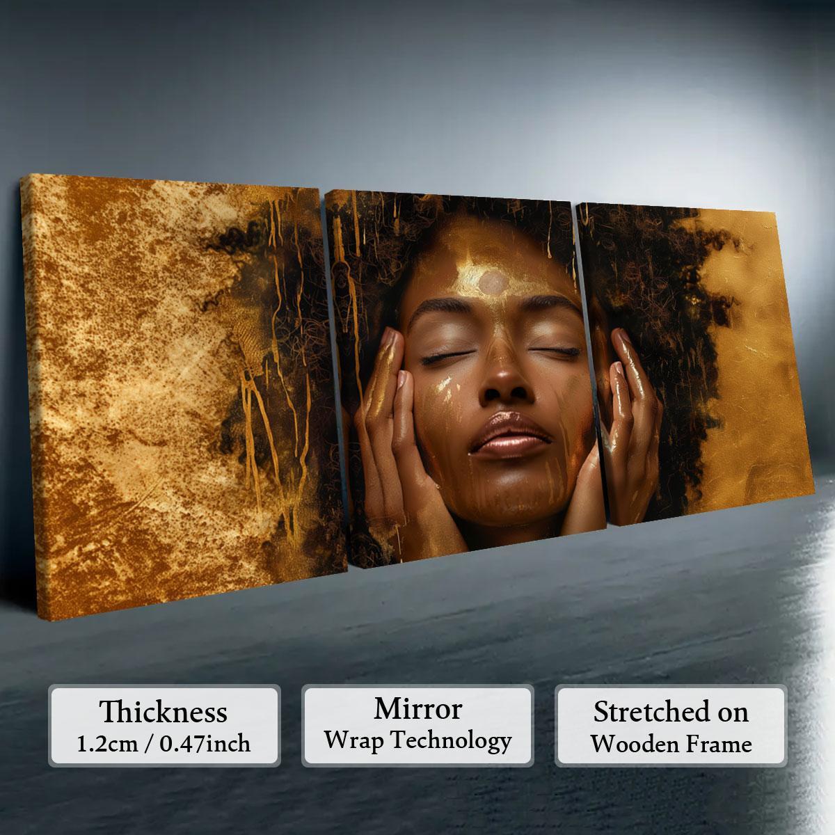 Wooden Framed Canvas Painting, 3 Counts/set Modern Art Wall Decoration, Artistic Fashion Figure Pattern Wall Art for Home Living Room Bedroom Office