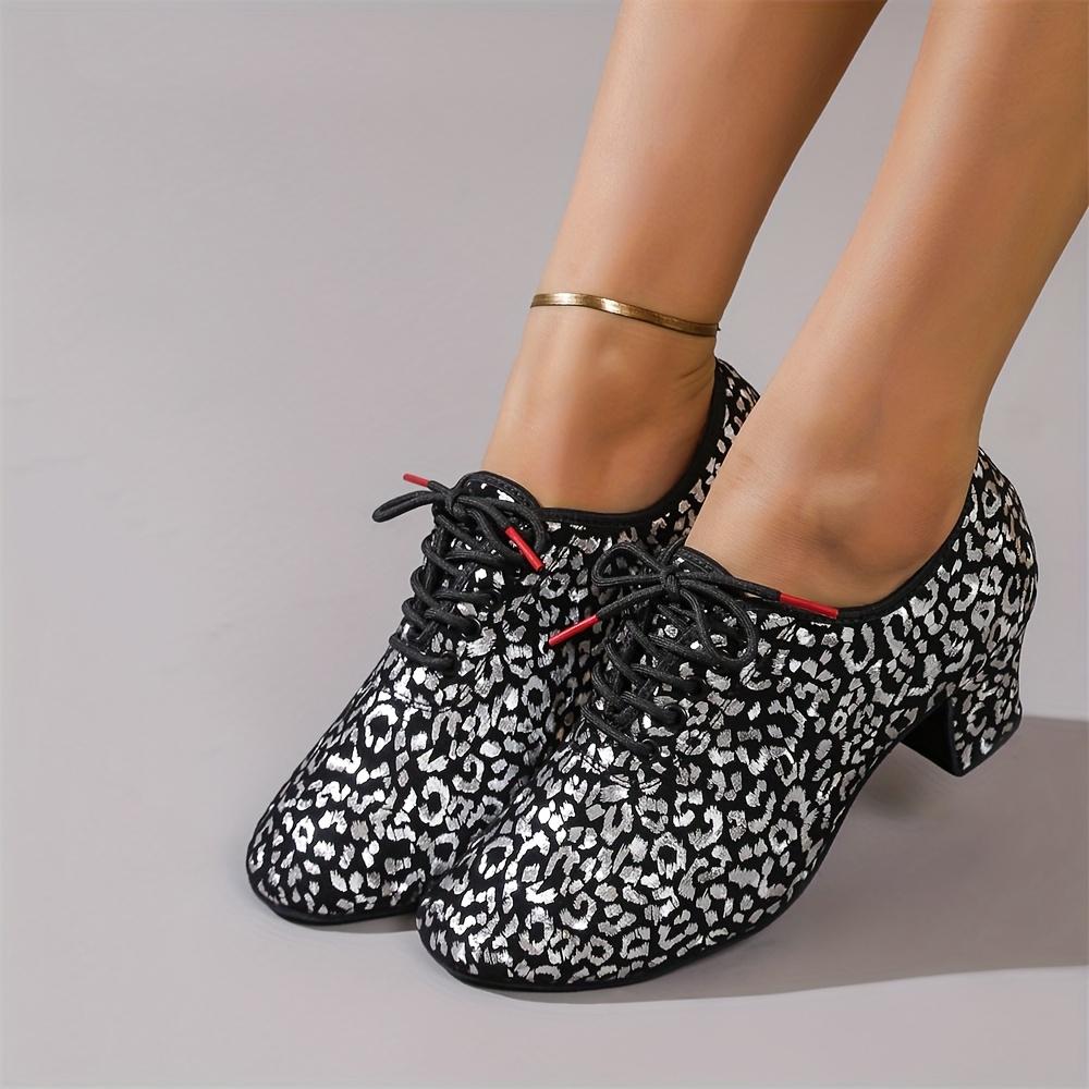 Breathable All-Season Women's Latin Dance Shoes - Polka Dot, Soft Sole & Mid-Heel Design