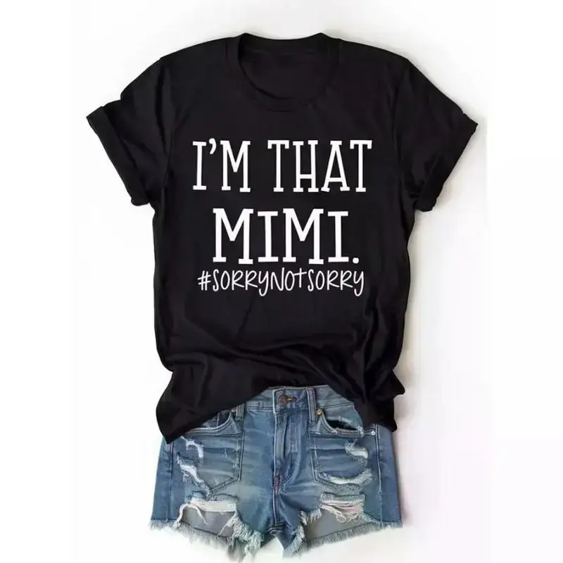 Women's Cotton Casual T-Shirt, Fashion Streetwear Vintage Style, Featuring Playful Bold "I am That Mimi" Design, Ideal for Golf Enthusiasts summerwins clothes men tops