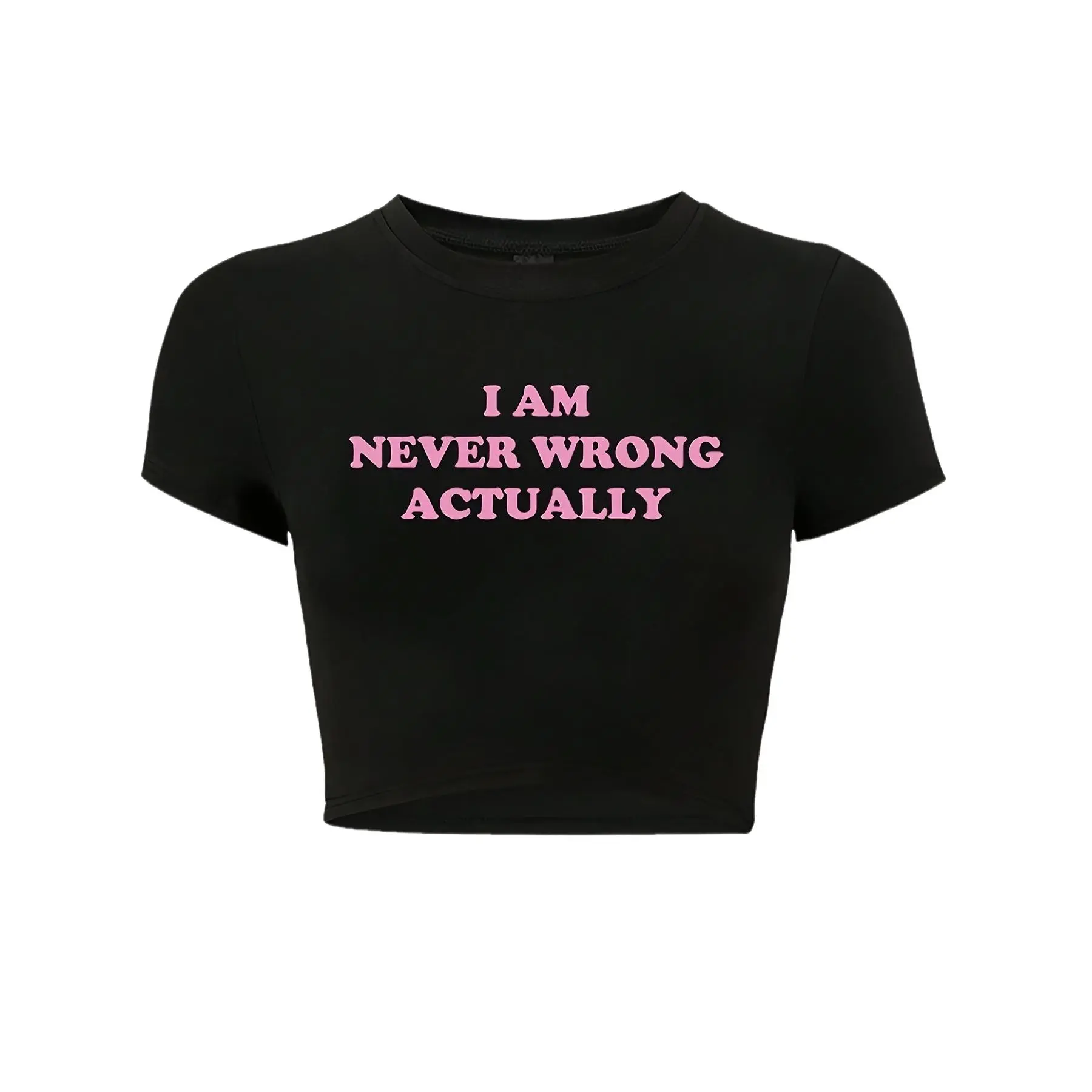 Letter Print Crop Slim T-Shirt, Y2K Short Sleeve T-Shirt For Spring & Summer, Women's Clothing