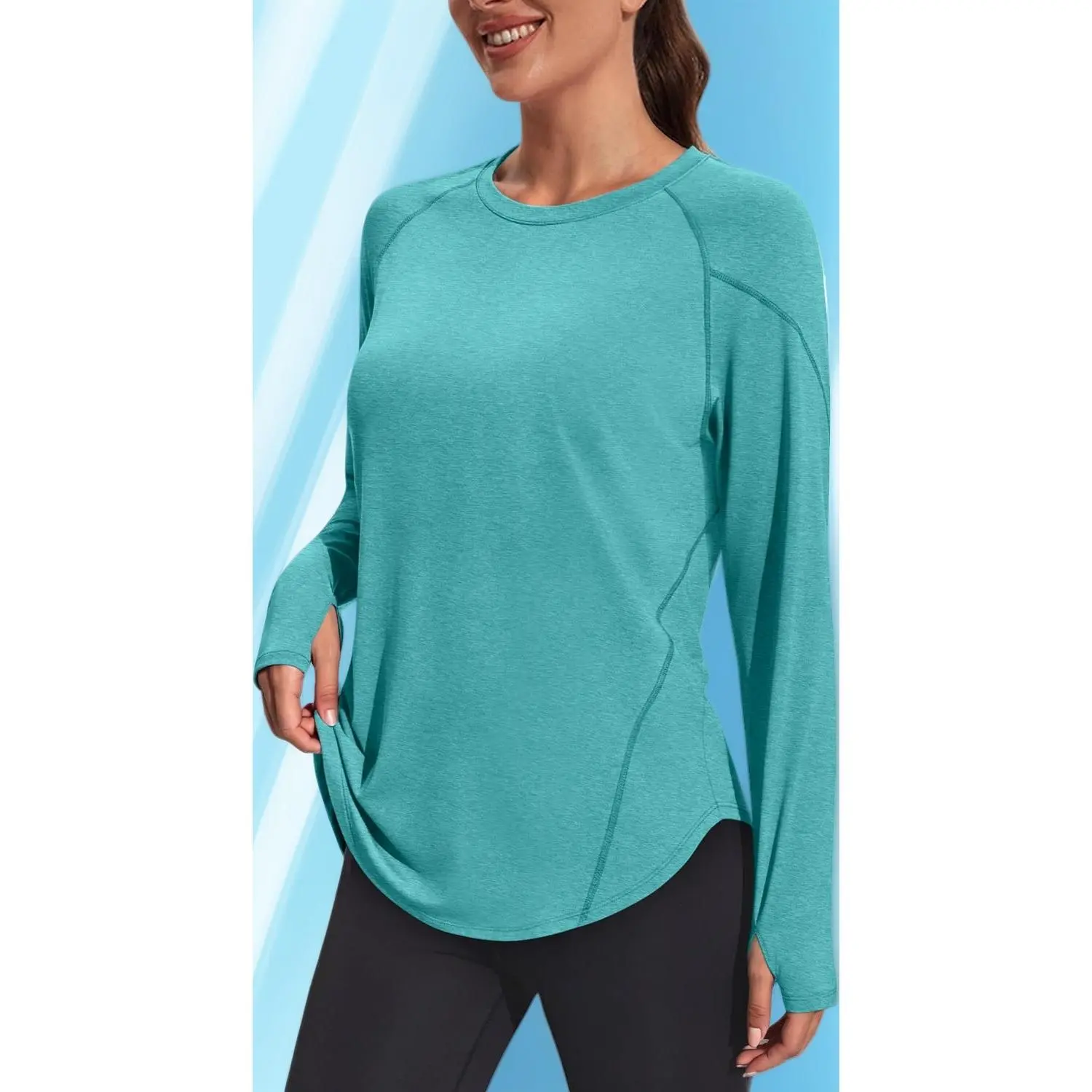 Women's Long Sleeve Workout Tops UPF 50+ Sun Shirt Quick Dry