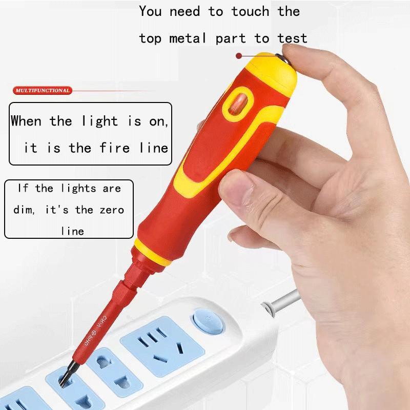 Household Insulation Screwdriver Set, 1 Set Cross Hexagon Electrical Service Tool Set with Test Pen, Multifunctional Insulation Screwdriver Set with Storage Bag