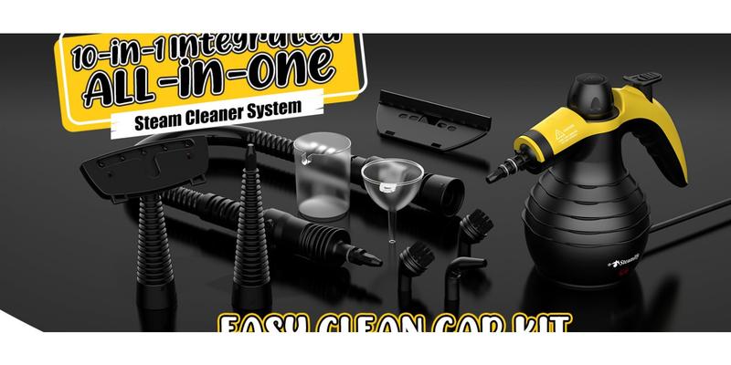 99% Sterilization Handheld Steam Cleaner with 10 Attachments - High-Pressure, Fast Heat-Up for Cars, Grout, Bathrooms, Upholstery - Large Tank, Safety Lock, No Chemical Residue, Includes Nylon Brushes & Squeegees, Steam Cleaner for Car