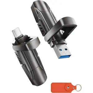 512GB Thumb Drive, 1000MB/s Read Write , USB 3.2 Gen2+Type C  Interface SSD Drive with Leather Case Memory Stick for  15, 16, 17 Series/MacBook/Android/Audio etc(1 Pack)