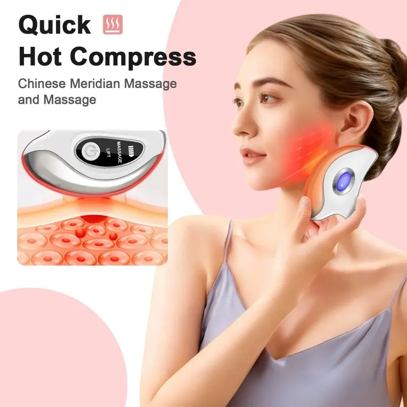 Two-in-One Electric Facial Scrubbing Massage Traction Device, Blue Light Heating Vibration Scrub Board, Two Modes, Skin Toning and Tightening Care Equipment, Facial Beauty Instrument, Facial Beauty Machine, Office Travel Festival Gift