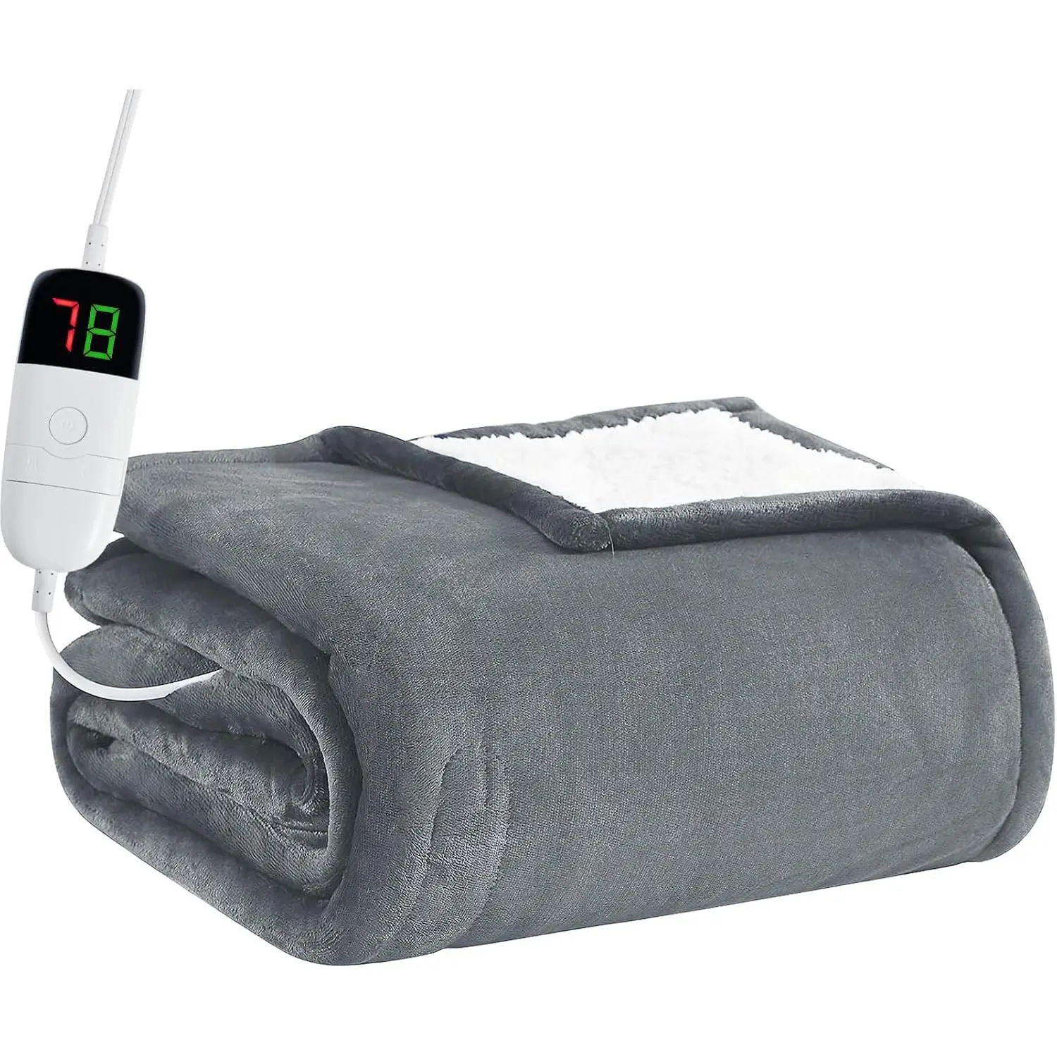 Heated Electric Throw Blanket - 50" x 60" Heating Blanket, Warm Flannel Blanket, Christmas Birthday Gifts for Women, 10 Heating Levels & 8 Hours Auto Off, Slate Grey