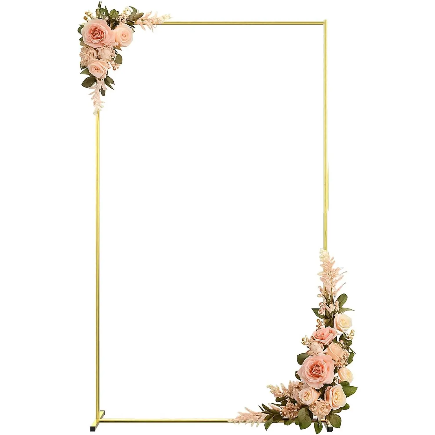 Metal Wedding Arch Backdrop Stand 6.6x3.3 FT Gold Square Balloon Arch Frame for Ceremony Party Birthday Bridal Baby Shower Anniversary Arbor Balloon Decoration