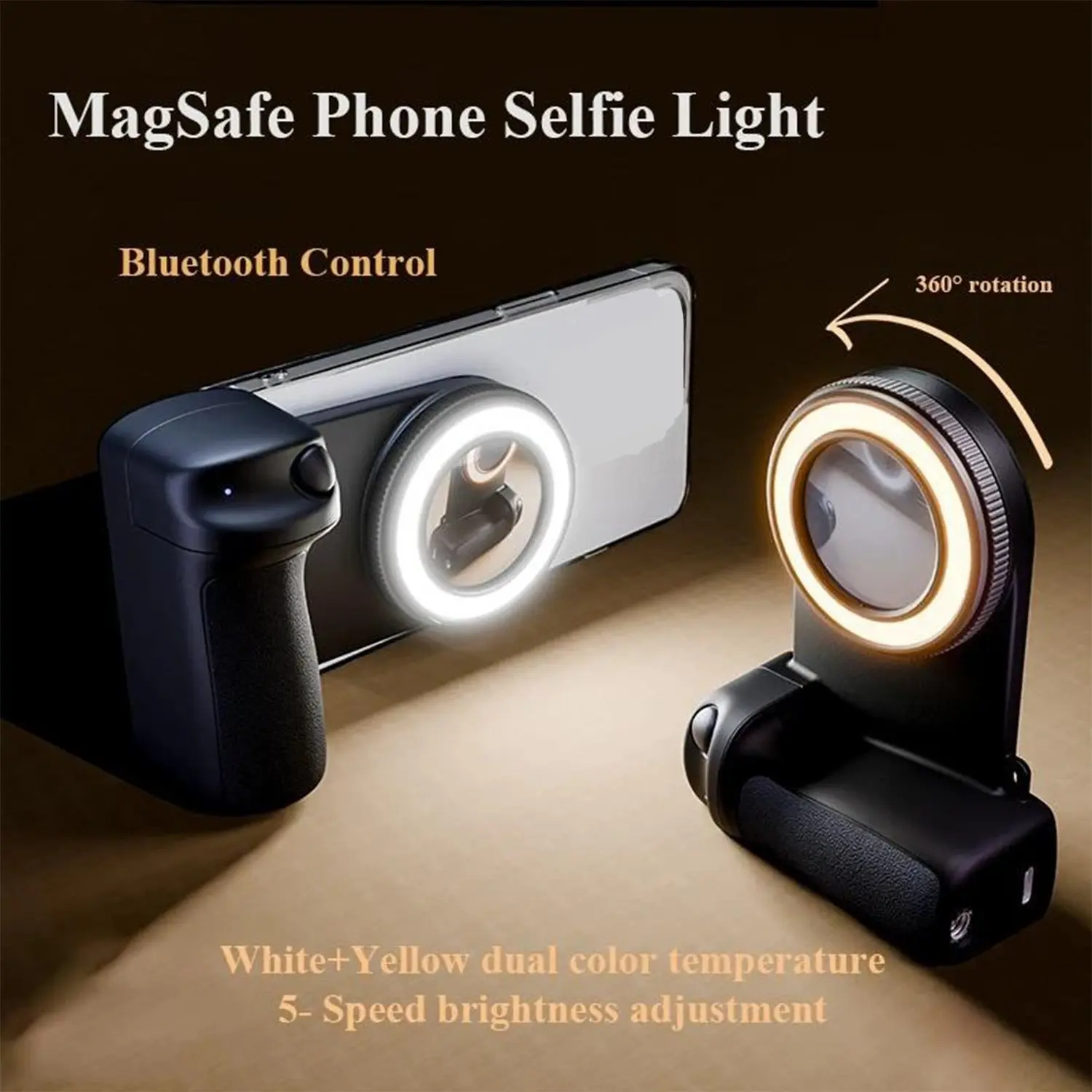 Magnetic Phone Selfie Stick, Smart Camera Handle with Remote Flashlight, Anti-Shake Phone Stand, Universal Vlog Photography Accessory, Smartphone Camera Accessories