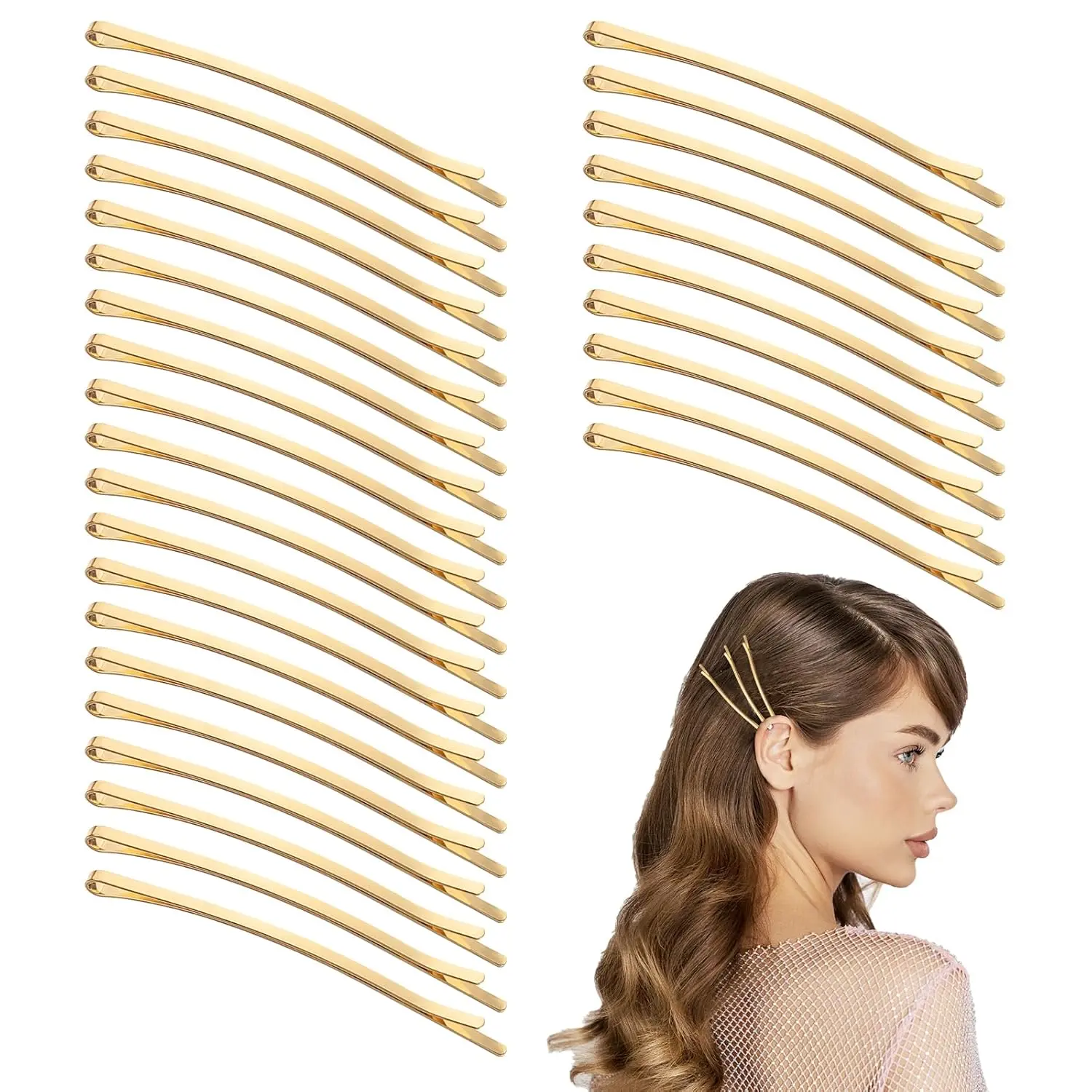 30pcs Jumbo Bobby Pins 3.35 Inch Long Bobby Pins for Thick Updo Hair, Metal Hair Clips Hairpins Hair Accessories for Women, Gold Long Hair Pins Hair Clips Hairpins Hair Accessories