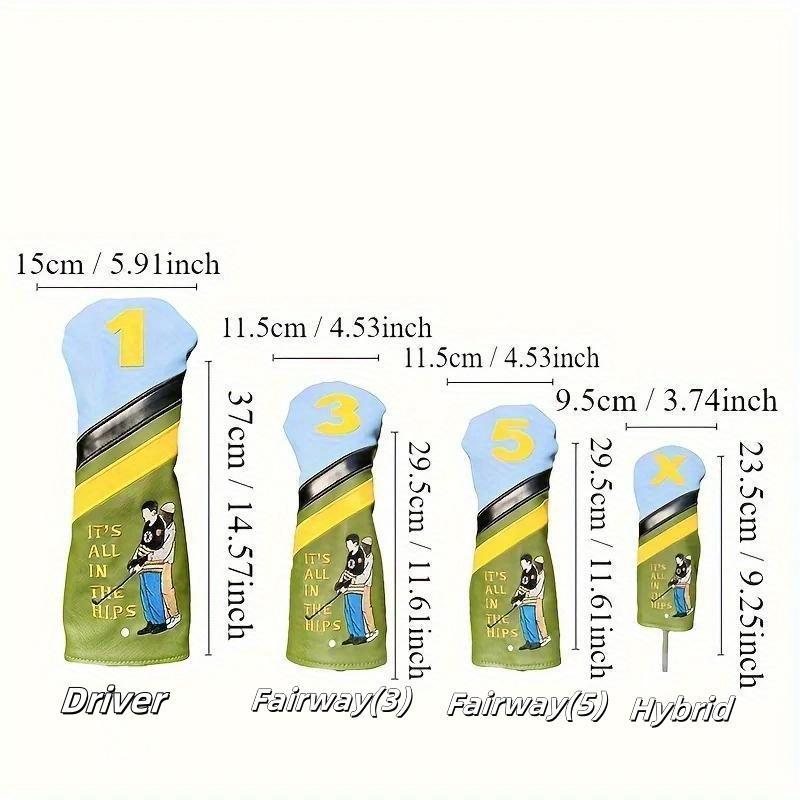 Cartoon Pattern Golf Club Head Cover, 1 Count/4 Counts Driver & Fairway Woods Protective Gear, Elastic Closure, Golf Accessories for Men & Women