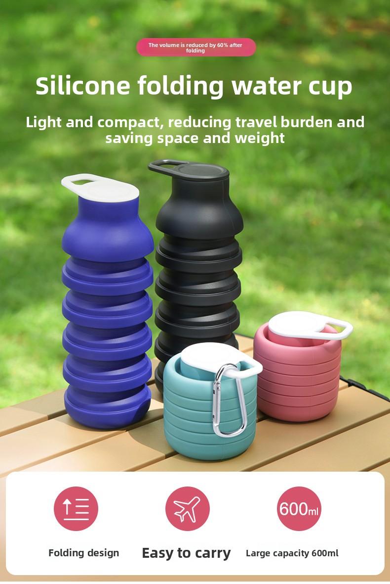 Creative Silicone Foldable Cup Outdoor Travel Sports Water Bottle Portable Thin Cycling Mug, Durable Leak-Proof Design