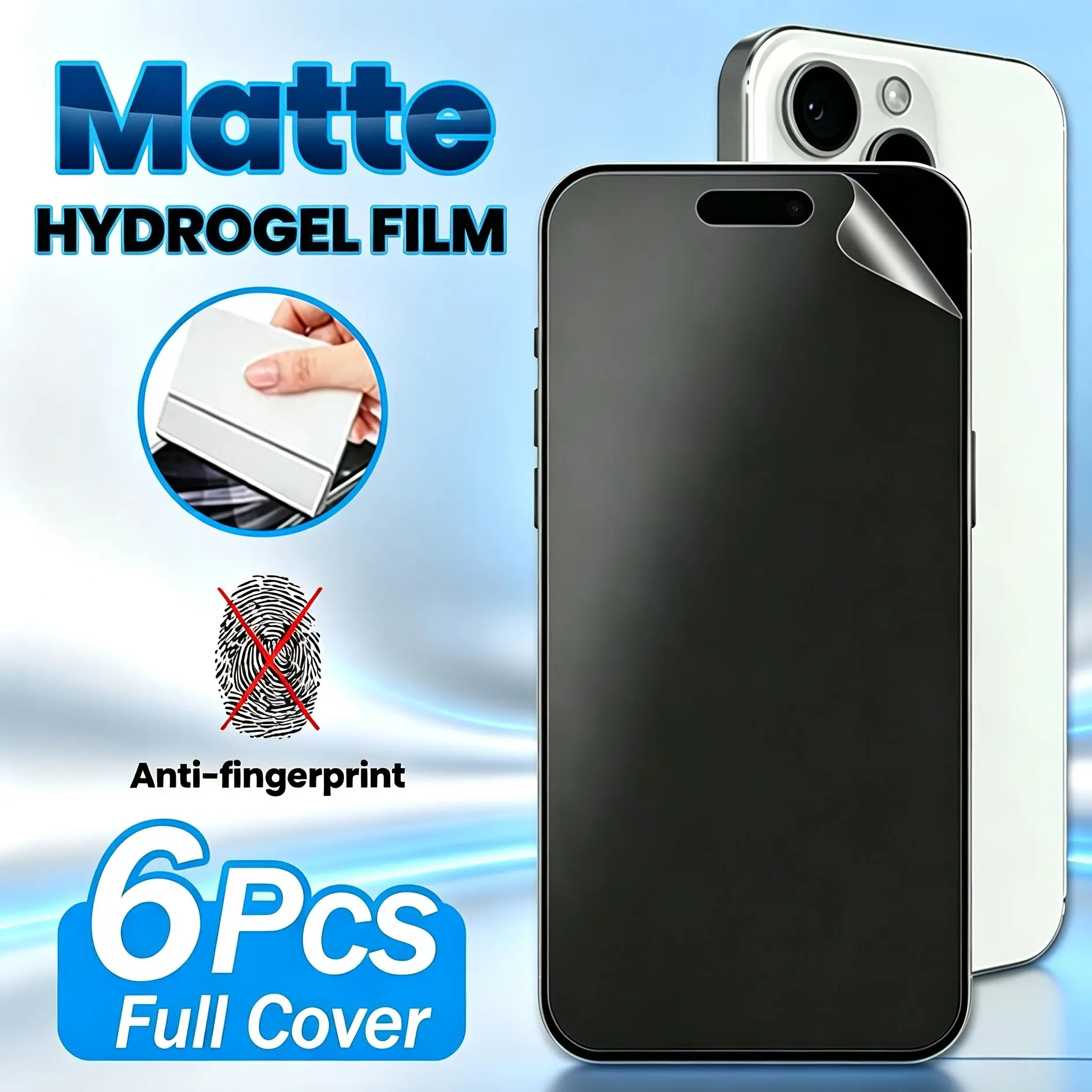 6 pcs Matte Hydrogel Film Full Cover Screen Protector For iPhone 17 Pro Max 17 16 16e 17e 16 Pro Max 15 14 Plus 13 12 11 Pro Max X XS MAX XR Anti-Glare Soft TPU Screen Protector, High Sensitivity Protective Film (Not Tempered Glass)