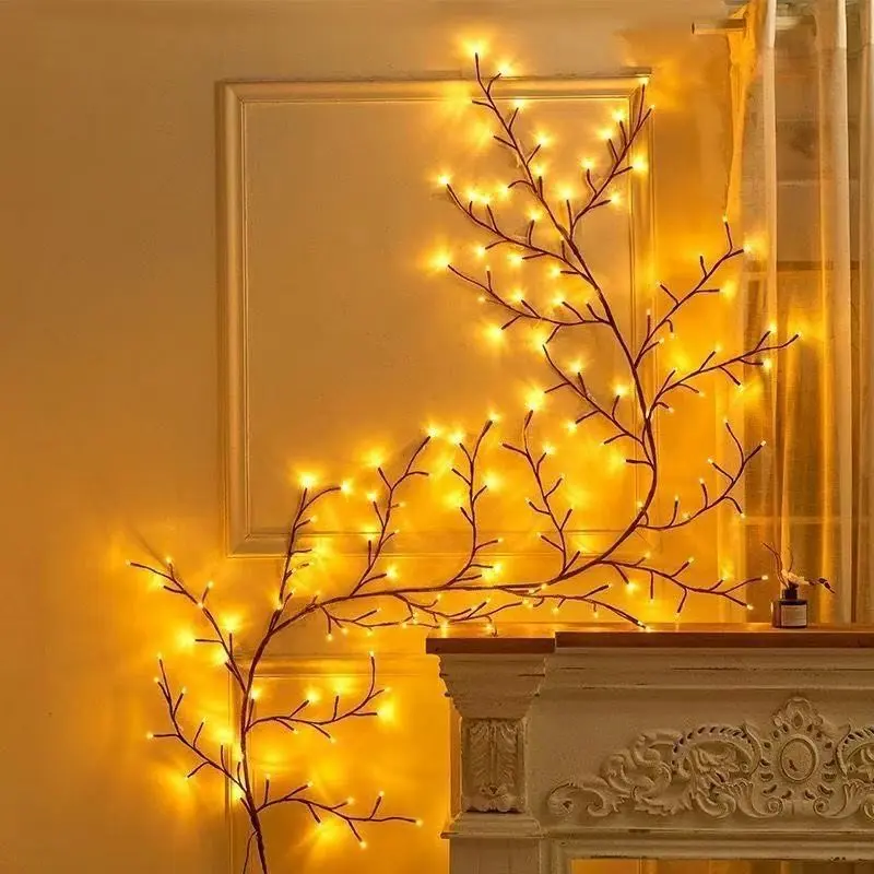 USB-powered courtyard wall decorative tree light. Outdoor 8 lighting modes. Novel LED willow-branch lamp. Can be customized in shape. Suitable for desktop, balcony, wedding, festival and party background wall decoration.