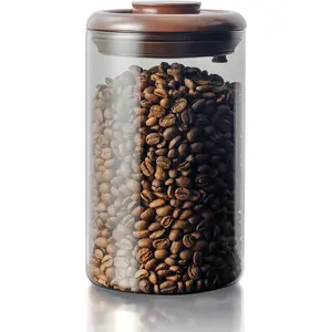 Coffee Canister for Ground Coffee, 13 oz Borosilicate Air Tight Coffee Bean Container with Pop Lid, CO₂ Releasing Valve for Grounds Coffee, Anti-UV