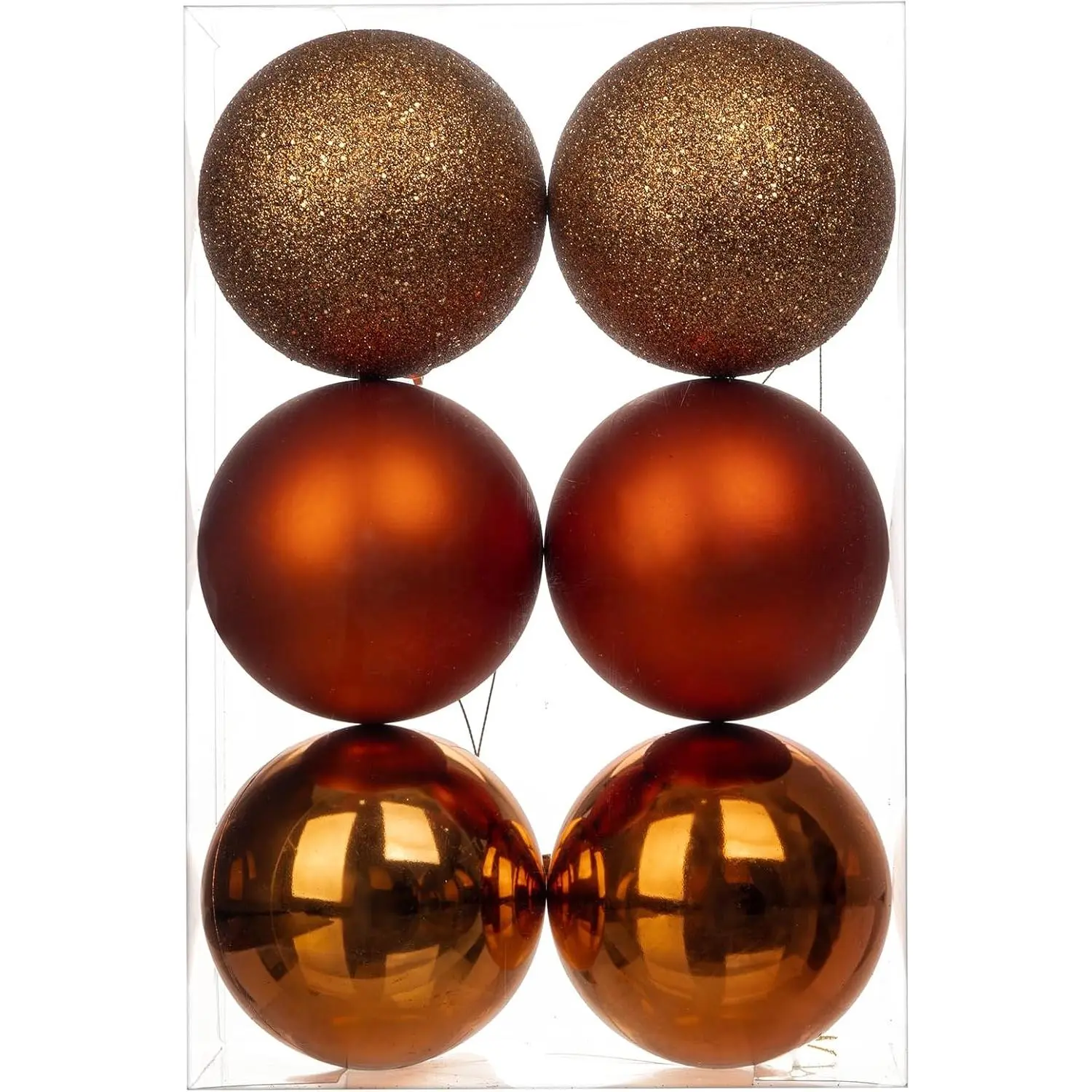 3.94" Brownish Orange Christmas Balls Ornaments 6 count Shatterproof Christmas Ornaments Set Halloween Balls Ornament Large Brownish Orange Ornament for Xmas Tree Holiday Party