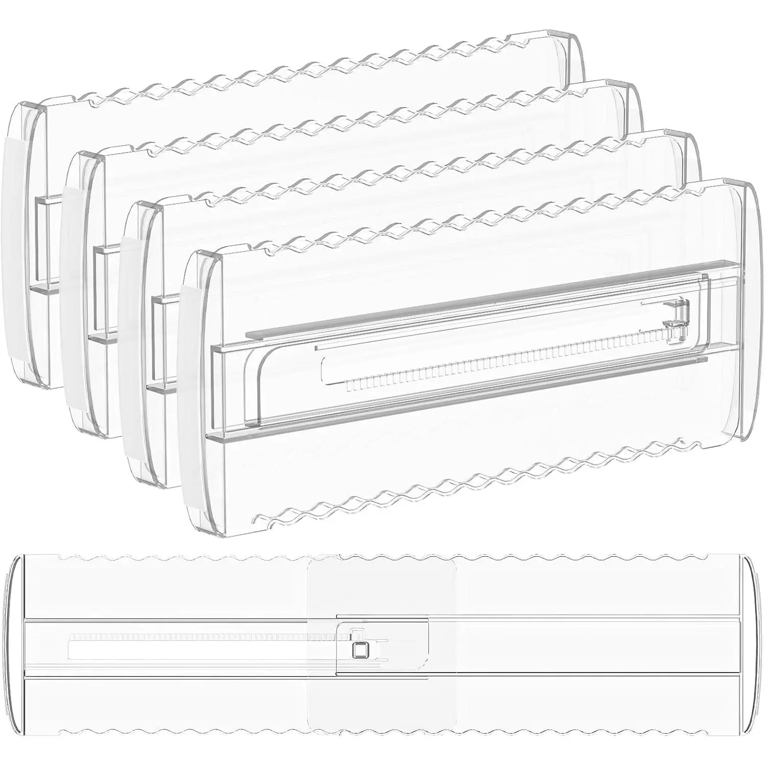 4 Pack 4" High Drawer Dividers for Clothes, 10.2"-16.5" Expandable Dresser Drawer Organizers, Adjustable Plastic Clear Drawer Separators for Kitchen,  Clothing, Socks, Underwear, Bedroom
