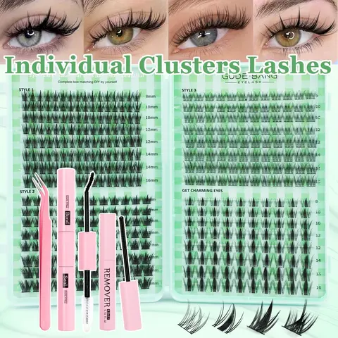 Natural Drifting Eyelash Clusters, Volume Eyelashes, Anime Style Lashes, Pointed Individual Extensions, Single Root, Mixed Length Bottom Cluster, DIY Home Use, Makeup, Volumized False Eyelashes, Individual False Eyelash, Eyelash Cluster Set