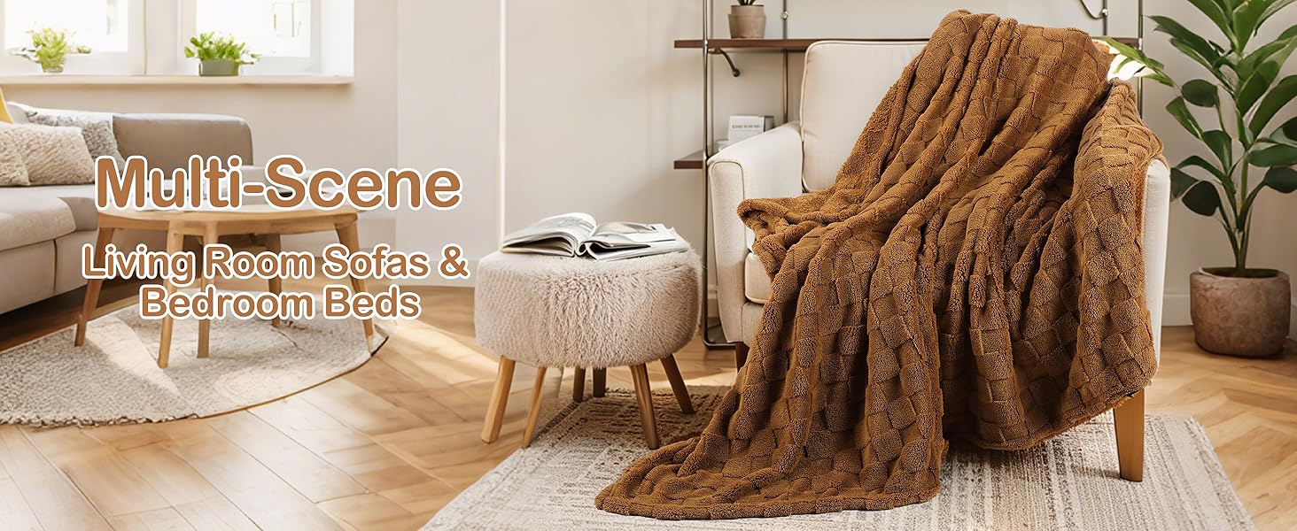 Blanket King Size 90"x110",-Soft Microplush, Checkerboard Pattern, All-Season Lightweight Warmth, Dual-Sided Use, Cozy for Bed/Sofa/Office/Camping, Easy Care, Cream White