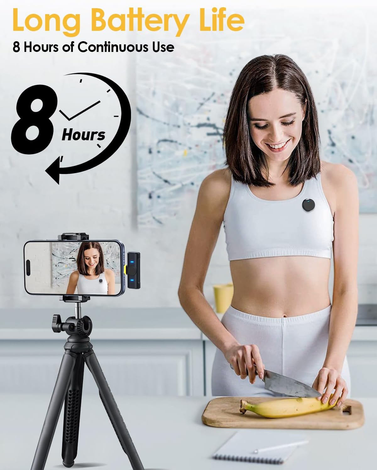 Wireless Lavalier Microphone for iPhone/Android, Mini Microphone with Noise Cancellation, Magnetic Backclip, 2 Pack USB-C Mini Mic for Video Recording, Content Creators, Vlogging, Youtubers