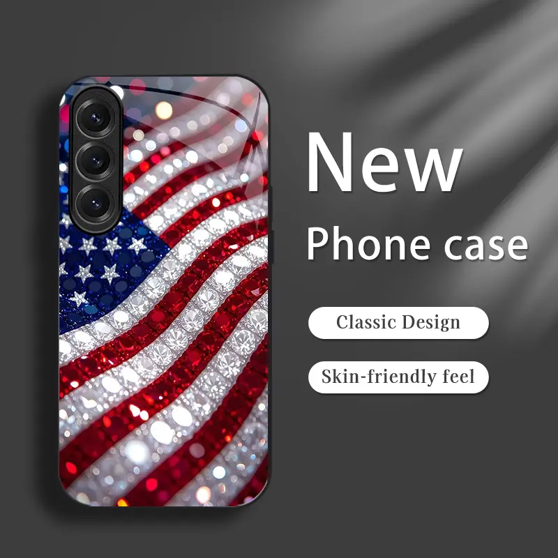 Patriotic American Flag Phone Case compatible with Galaxy S25, slim protective cover for Independence Day (July 4th) — 975