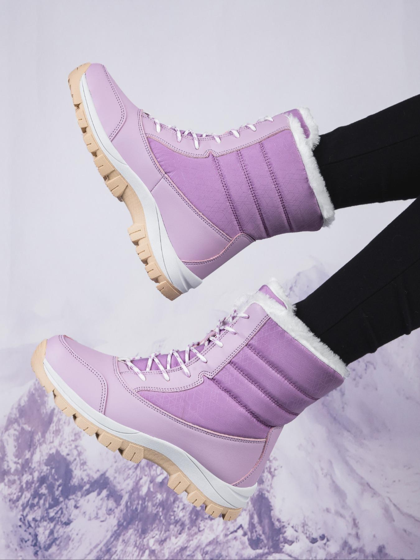 Women's Warm Outdoor Hiking Boots, Fall Winter Lace-Up Snow Boots, Fleece Lined, Windproof Non-Slip Waterproof, Daily Wear & Sports