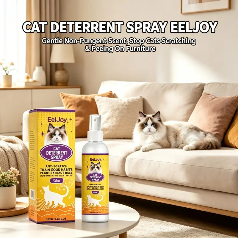 EELJOY Cat Deterrent Spray, Anti Scratch & Anti Urine Training Spray, Gentle Scent, Prevent Cats Damaging Furniture, Safe for Indoor & Outdoor Use