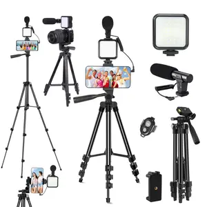 Ultimate Youtuber Vlogging Kit, 48-Inch Expandable Tripod, High-Quality Microphone, Adjustable LED Light, Remote Control for iPhone Android Camera, Video Recording Equipment