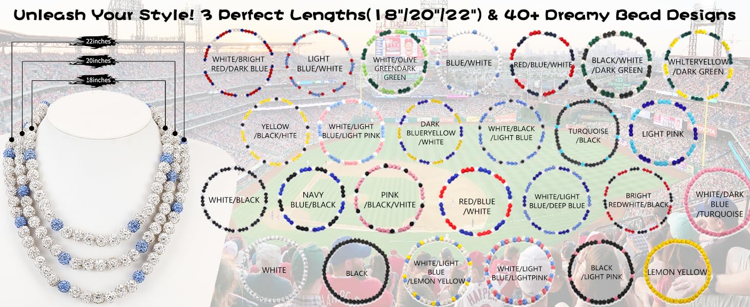 Baseball Beaded Chain Necklace for Men,Bling Ice Collection Baseball Necklace Gifts for Boys,Diamond Rhinestone Discoball Baseball Dirp Accessories Necklace Gifts for Baseball Team Lovers