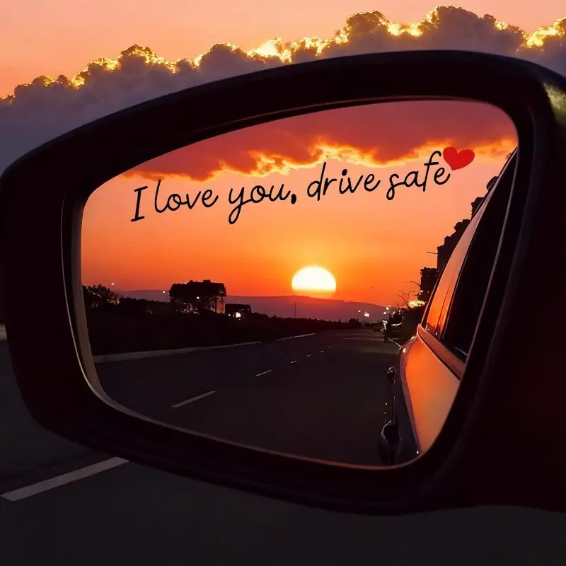 3-Pack Love Safe Driving Rearview Mirror Stickers, Fun Car Vinyl Window Decals, Unisex, Automotive Safety Decorations, Car Accessories