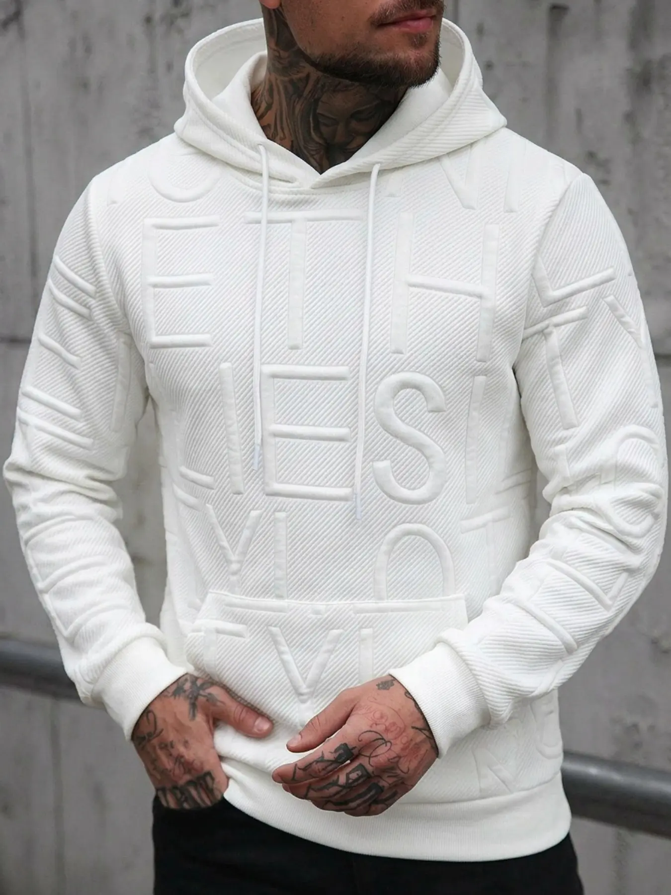 Manfinity Men's Solid Color Drawstring Hoodie, Long Sleeve Top, Casual Streetwear, Comfortable Fit, Perfect for Daily Wear