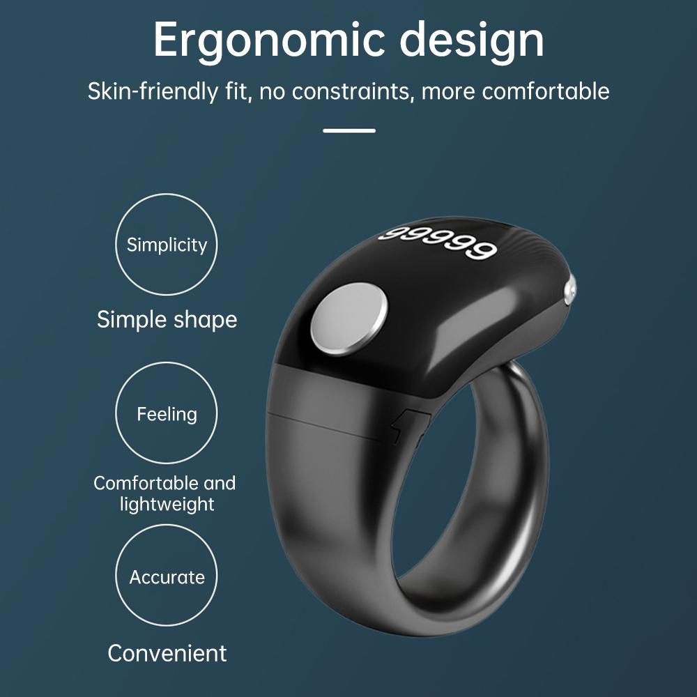 LCD Electronic Digital Tally Counter Smart Ring Point Marker Row Finger Counter Type-C Charging Ring Holder Mini Stitch Counter