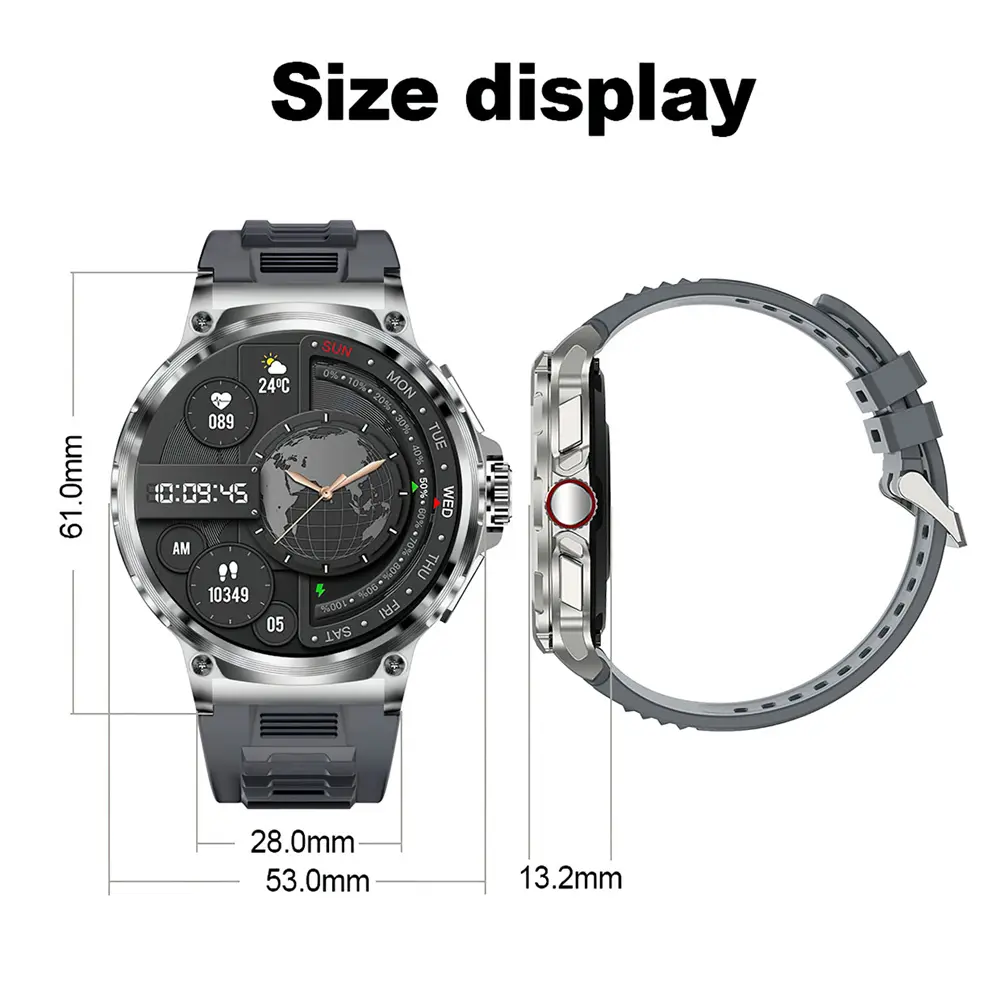Men's Military GPS V69 Wearable Wristwatch - 1.85 in Screen, 710 mAh Battery, Heart Rate Monitor, IP68 Waterproof, Bluetooth Talk, Built-in Headphones, Sports Smartwatch with Picture Capture Function, Smartphone