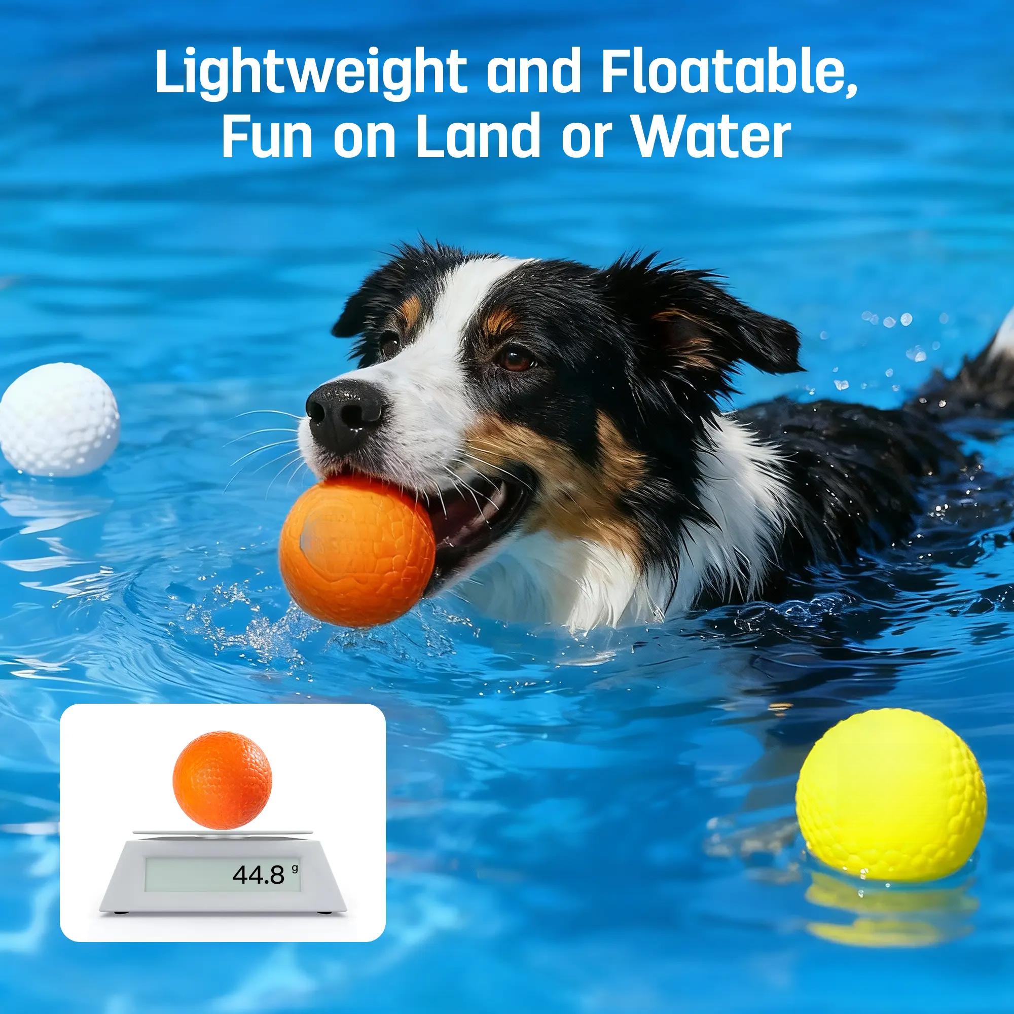 Dog Ball Toys for Aggressive Chewers – 3 Pack E-TPU Bouncy Pet Fetch Balls Floating Water Pool Toy for Small & Large Dogs, Indoor & Outdoor 2.8 Inch Diameter