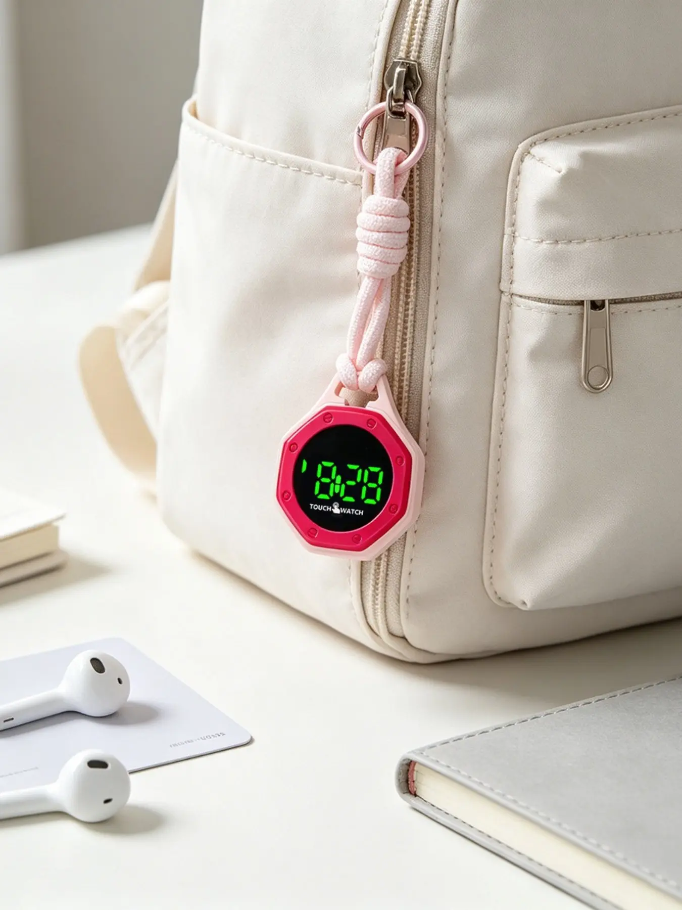 Hanging LED Clock with Minimalist Design, Night Light, Multiple Color Options, Electronic Hanging Clock for Backpacks, Perfect Gift