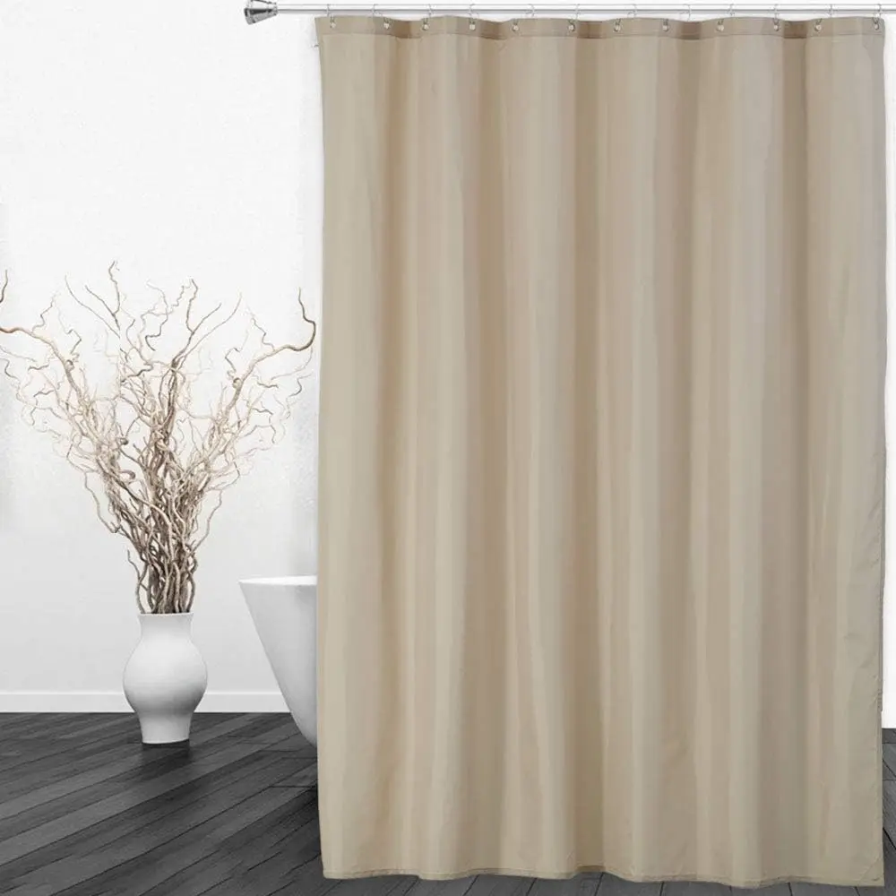 72x72 in Solid Magnetic Hotel-Quality Shower Curtain/Liner, 100% Waterproof Fabric with Metal Magnets, Dries Quickly, Eco-Friendly Coated Film, Machine Washable, Rustproof Metal Grommets, Modern Classic Tan Bathroom Decor, No Hook Shower Curtains, Stripes
