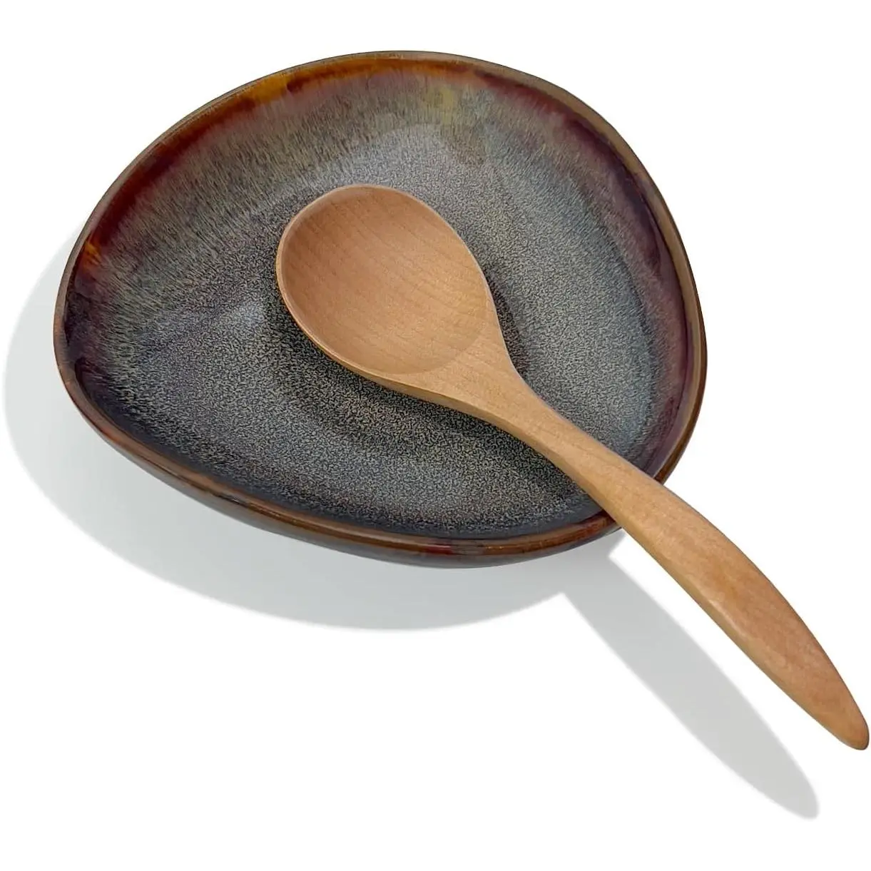 Ceramic Spoon Rests Holder,Coffee Spoon Holder,Cooking Utensil,Ladles, Tong for Kitchen Counter Stove Top (Caramel Brown)