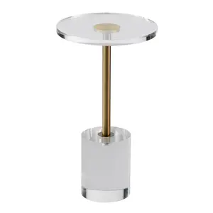 【DealsForYouDays】VEVOR Clear Acrylic End Table, Acrylic Side Table with a Solid Base, 11.9x 11.9 inch Round Tabletop, 21.4 inch High, for Coffee, Drink, Food, Snack used in Living Room, Bedroom, and Study