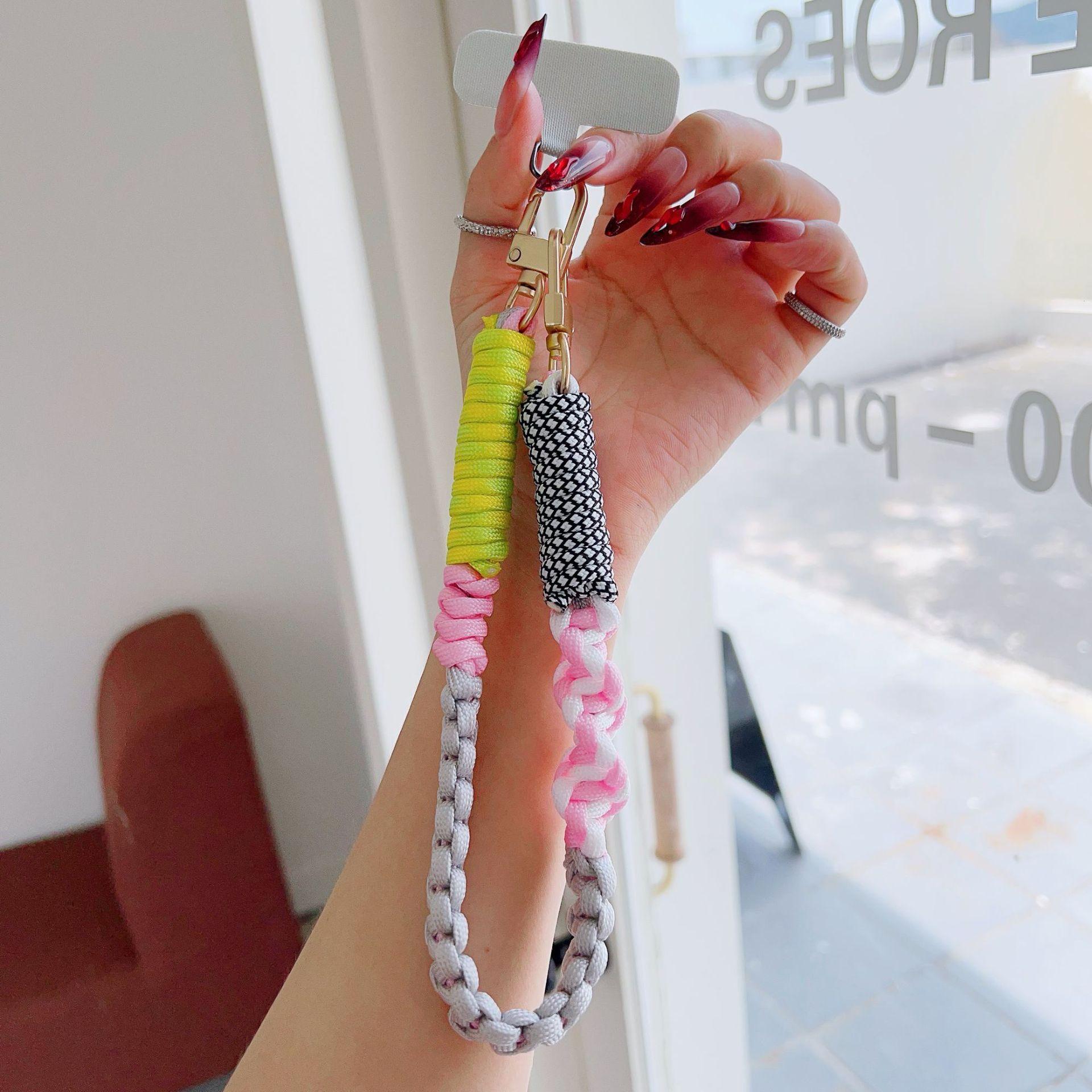 1/2pc 2026New Upgrade Pure Hand Thick Braided Rope Short Mobile Phone Lanyard Fashion Creative Wrist Strap Strong New Outdoor Chain