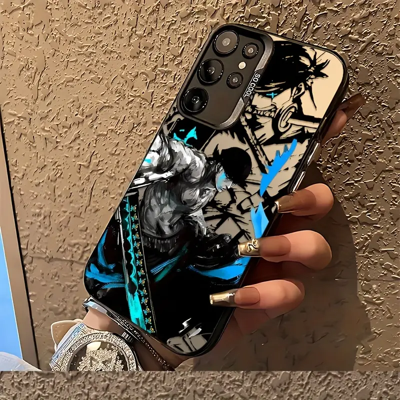 The Phone Case Featuring The Cool Anime Character Zoro Is Compatible with Samsung Galaxy S25, S24, S23, S22, S21, S20 FE Ultra Plus 4G And 5G For iPhone 17 Pro MAX Air 16 15 14 13 12 11 Pro MAX, And It Has a Matte Anti-Drop Back Cover.