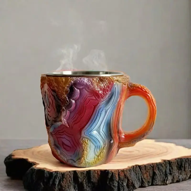 Mineral Crystal Coffee Mugs Imitation Mineral Crystal Coffee Resin Crystal Cup Ceramic