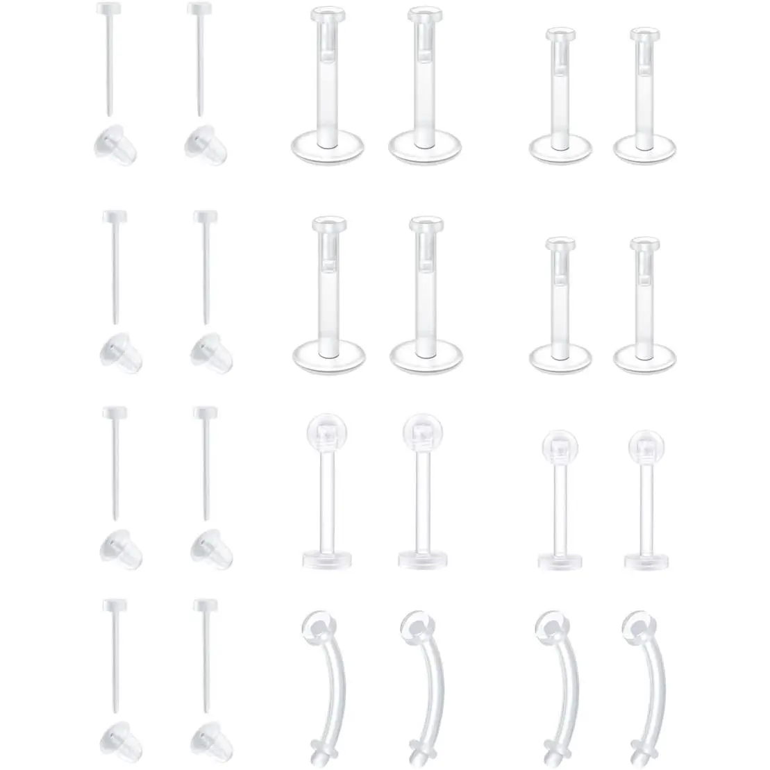 Clear Earrings Plastic Earrings for  16g Clear Cartilage Earrings Stud Plastic Helix Tragus Earring Medusa Monroe  Retainer Clear Lip Rings Labret Retainers for Work